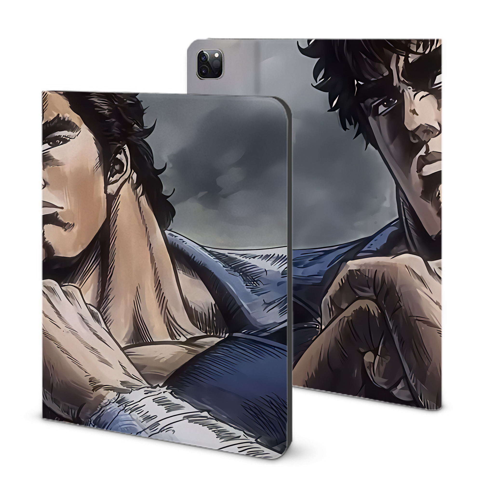 （画像用） 北斗の拳 Fist of the North Star IPad ケース ブック型 PUレザー TPU 耐衝撃 軽量 薄型 ペン収納なし 全面保護 IPad 各モデル対応